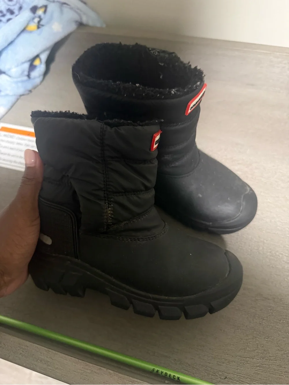 Hunter Black Kids Snow Boots with Quilted Upper